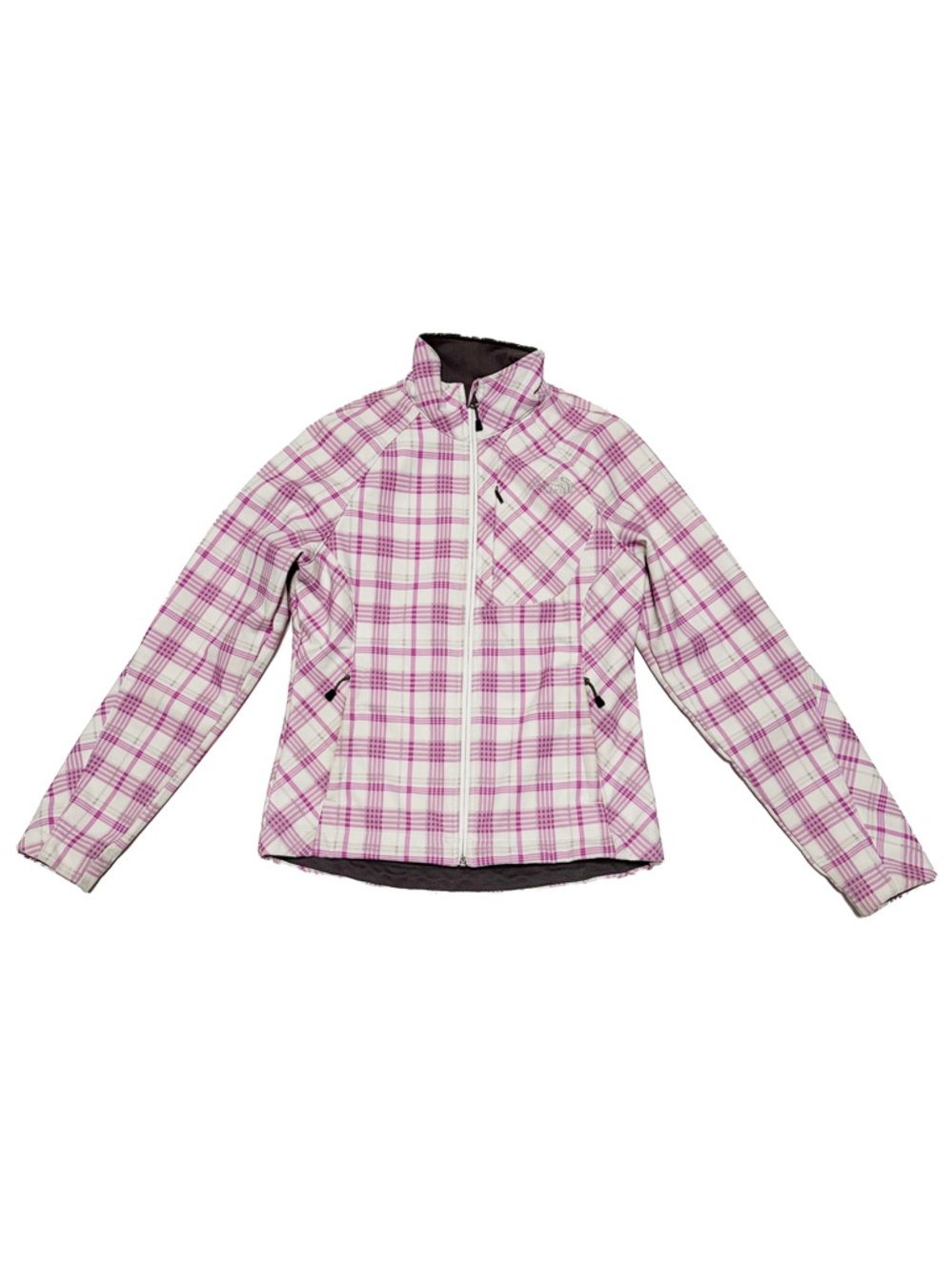 The North Face Apex Bionic Full Zip Jacket Purple Plaid Fleece Lined All-Weather
